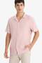 Anti-Wrinkle Modern Fit Polo Collar Textured Combed Cotton Short Sleeve Shirt C4125Ax25Sm