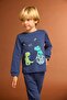 100% Cotton Regular Fit Long Sleeve Dinosaur Printed Elastic Waist Pajama Set for Baby Boy F0530A52 - 2