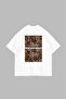 Dimension Printed Leopard Patterned 24/1 Oversize Unisex White T-Shirt