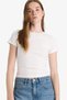 Fitted Crew Neck Ribbed Short Sleeve T-Shirt F9135Ax25Au