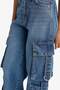 100% Cotton Wide Leg Cargo Wide Leg Jean Trousers for Girls E6184A825Au - 5