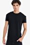 Long Muscle Fit Crew Neck Basic Short Sleeve Black T-Shirt N2104Az25Sp