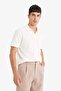 Regular Fit Polo Neck Textured Waffle Fabric Short Sleeve T-Shirt F0315AX25AU - 3