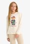 100% Cotton Teddy Bear Printed Elastic Waist Pajama Set for Girls F1085A825Au - 3