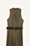 100% Cotton Regular Fit Short Sleeve Belted Sleeveless Midi Dress F7342Ax25Au - 7