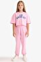 2-Piece Set Printed Short-Sleeve T-Shirt and Elastic Waist Sweatpants for Girls E6414A825AU - 2