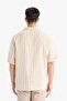Oversize Wide Fit Polo Neck Striped Short Sleeve Shirt C7062Ax25Sm - 6
