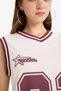 Oversize Wide Fit Printed V-Neck Jersey Fabric Undershirt F7855Ax25Hs - 5