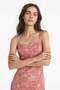 Square Neck Patterned Slit Linen Blend Strap Midi Dress F7150Ax25Sm - 3