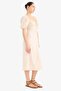 Heart Neckline Slit Linen Blend Short Sleeve Midi Dress C0941Ax25Sm - 3