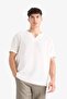100% Cotton Regular Fit Summer V-Neck Short Sleeve Shirt X9812Az25Sm - 4