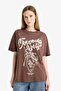 Oversize Wide Fit Printed Short Sleeve T-Shirt F5150Ax25Sm - 3