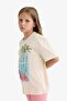 100% Cotton Relax Fit Crew Neck Printed Short Sleeve T-Shirt Girls E0353A825Sm - 5