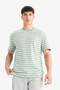 100% Cotton Regular Fit Crew Neck Short Sleeve Striped T-Shirt E2637Ax25Sm - 4