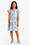 Crew Neck Patterned Short Sleeve Summer Dress for Girls B4339A825Sm
