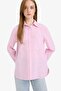 100% Cotton Relax Fit Striped Flared Shirt Tunic F6314Ax25Sm