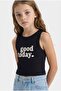 Crew Neck Printed Crop Tank Top for Girls C4717A825Sm