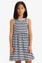 100% Cotton Crew Neck Striped Sleeveless Summer Dress for Girls B4340A825Sm - 5