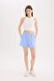 100% Cotton Elastic Waist Pocketed Shorts U3357Az25Sm