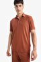 Slim Fit Slim Fit Polo Neck Textured Short Sleeve Crinkle T-Shirt E1222Ax25Sm - 6