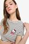 100% Cotton Hello Kitty Striped T-Shirt F4566Ax25Sm - 3