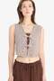 Fitted V-Neck Checkered Tie-Up Cotton Tank Top F3202Ax25Sm - 3