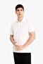 Slim Fit Slim Fit Polo Neck Textured Short Sleeve Crinkle White T-Shirt E1222Ax25Sm - 3