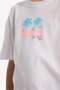 Oversize Wide Fit Crew Neck Back Printed Short Sleeve T-Shirt Girl E6742A825Hs - 6