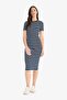 Bodycon Body-Hugging Crew Neck Striped Ribbed Camisole Short Sleeve Midi Summer Dress E8988Ax25S