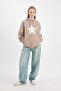 Oversized Wide Fit Hooded Back Printed Thick Sweatshirt C7858Ax24Wn - 3
