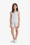 2'Li Takım Waffle Sleeveless Top Elastic Waist Shorts Bottom Girl Child F5184A825Sm
