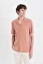 Anti-Wrinkle Modern Fit Polo Collar Textured Combed Cotton Short Sleeve Shirt C4125Ax25Sm - 3