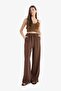 Wide Leg Pocketed High Waist Linen Blend Thin Fabric Trousers F5024Ax25Sp - 3