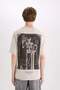 100% Cotton Boxy Fit Crew Neck Back Printed Short Sleeve T-Shirt E4546Ax25Sm - 8