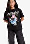 Oversize Wide Fit Crew Neck Printed Short Sleeve T-Shirt Girls E0356A825Sm - 3
