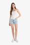 100% Cotton Mom Fit High Waist Cropped Hem Jean Shorts E0527Ax25Sm - 2