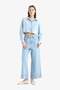 100% Cotton Cropped Fit Soft Jean Shirt with Cut-Off Ends D8756Ax25Sp - 2