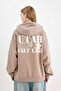 Oversized Wide Fit Hooded Back Printed Thick Sweatshirt C7858Ax24Wn - 7