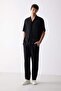 Relax Fit Polo Neck Cotton Summer Short Sleeve Black Shirt D8875Ax25Sm - 2