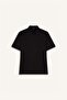 Slim Fit Slim Fit Polo Neck Textured Short Sleeve Crinkle Black T-Shirt E1222Ax25Sm - 6