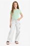 Slim Fit Crew Neck Ribbed Basic Short Sleeve T-Shirt Girls B3054A825Sm - 2