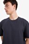 100% Cotton Regular Fit Crew Neck Short Sleeve Heavy Fabric T-Shirt E2589Ax25Sm - 4