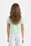 Slim Fit Crew Neck Ribbed Basic Short Sleeve T-Shirt Girls B3054A825Sm - 6