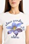 Fitted Crew Neck Printed Ribbed Short Sleeve T-Shirt F1773Ax25Sm - 4