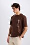 100% Cotton Boxy Fit Crew Neck Printed Short Sleeve T-Shirt E0907Ax25Sm - 4