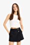 High Waist Pocketed Mini Jean Shorts Skirt E4696Ax25Sm - 4