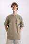 100% Cotton Boxy Fit Crew Neck Back Printed Short Sleeve T-Shirt E4543Ax25Sm - 4