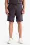 100% Cotton Relax Fit Cross Woven Textured Pocketed Shorts E2590Ax25Sm - 3