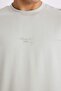 Loose Fit Crew Neck Printed Short Sleeve Heavy Fabric T-Shirt E0575Ax25Sm - 5