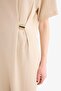 Regular Fit Crew Neck Buckle Detailed Wrinkled Textured Short Sleeve Midi Summer Dress E7330Ax25Sm - 8